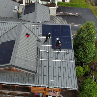 Newly installed solar panels on our Les Gets Chalet